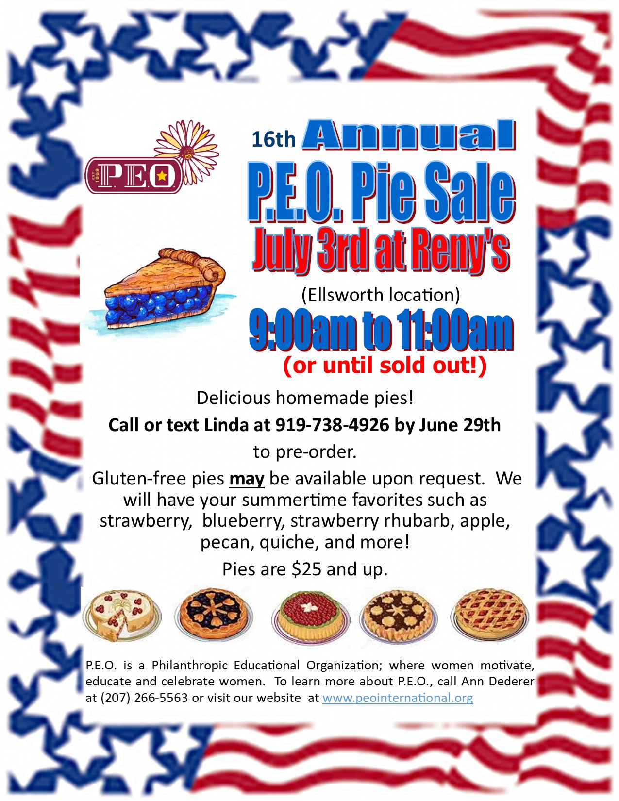 Pie Sale Poster July 3rd 2026