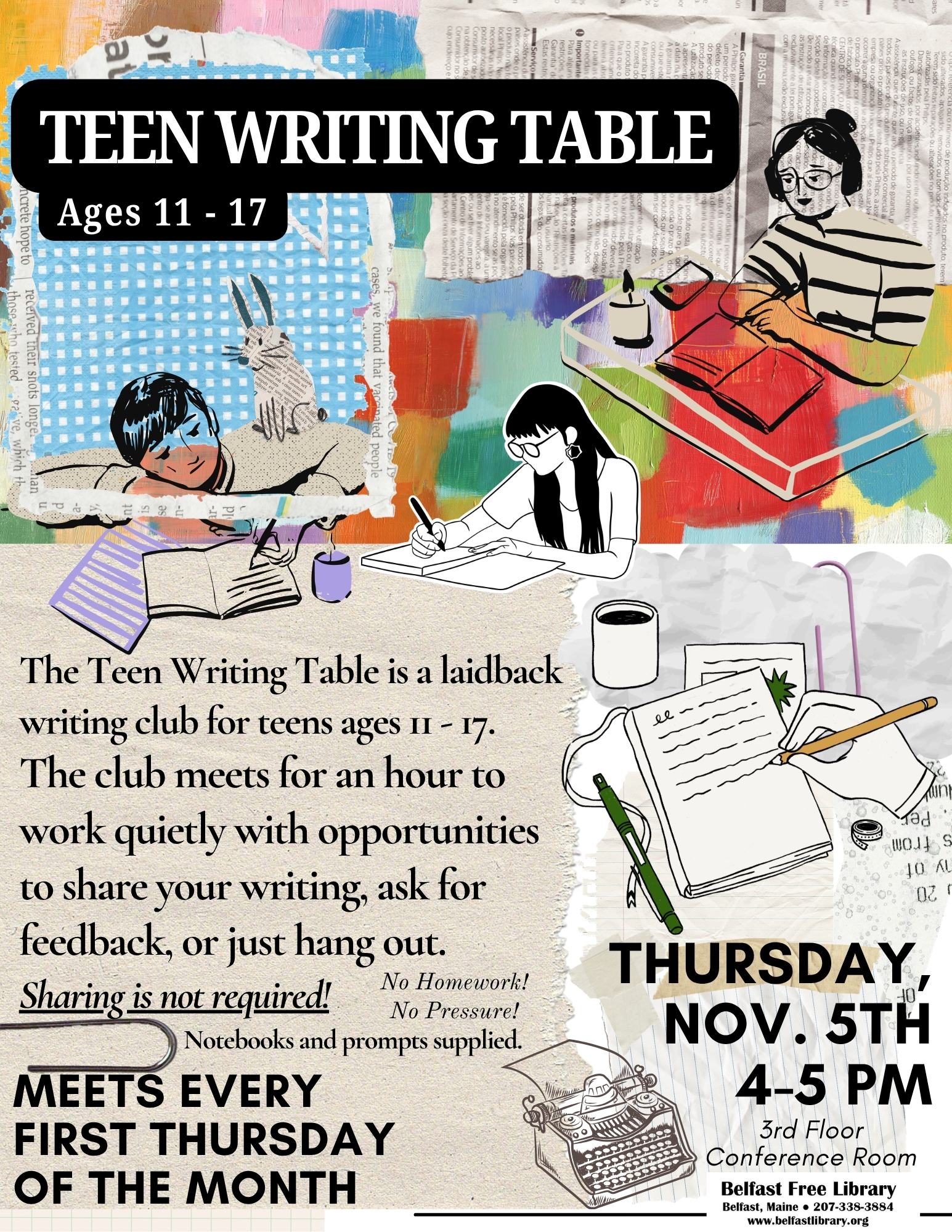 Teen Writing Table at Belfast Free Library